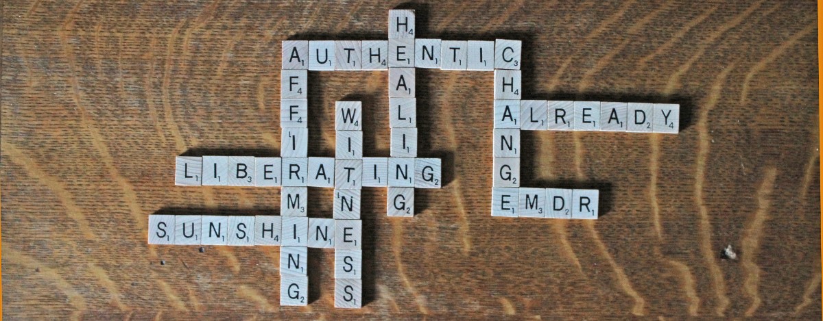 Scrabble board with therapy terms